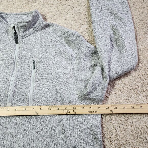 Woolrich Better Sweater 1/4 Zip Mens L Heather Gray Pullover Zip Pocket - Picture 6 of 11